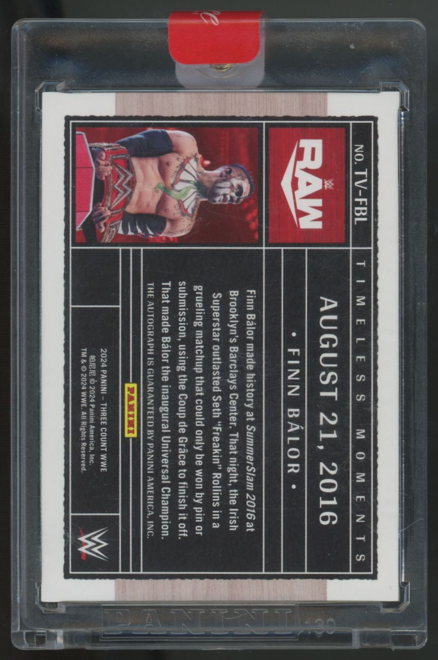 2024 Panini Three Count WWE Finn Balor Blue Timeless Moments Auto /49 #TV-FBL