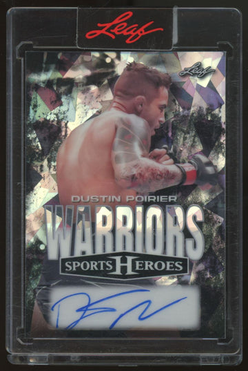 2025 Leaf Sports Heroes Dustin Poirier Warriors Cracked Ice Auto /25 #W-DPI