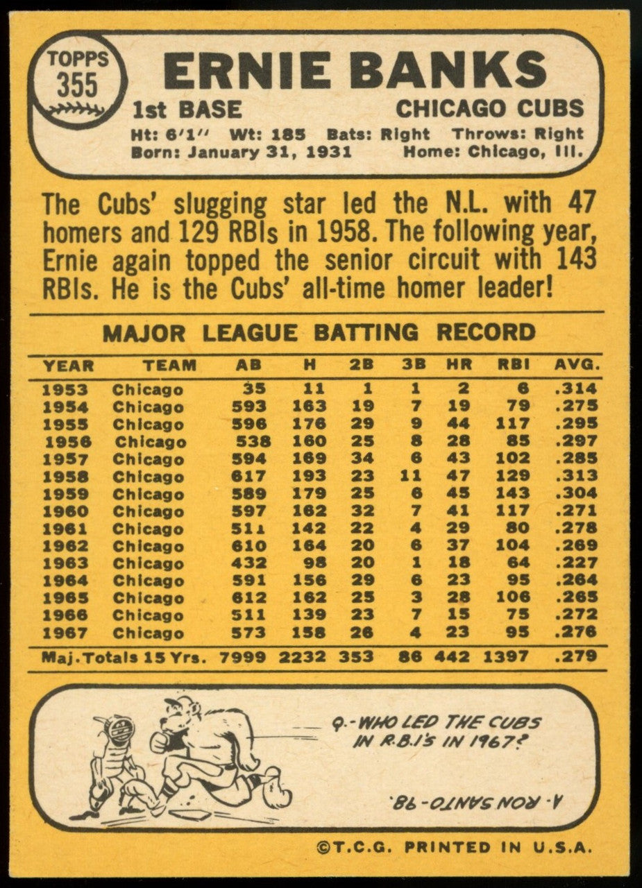 1968 Topps Ernie Banks #355 NM