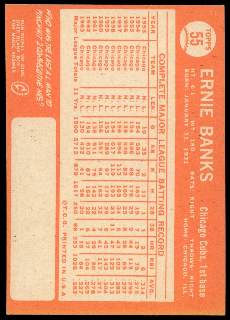1964 Topps Ernie Banks #55 EX+