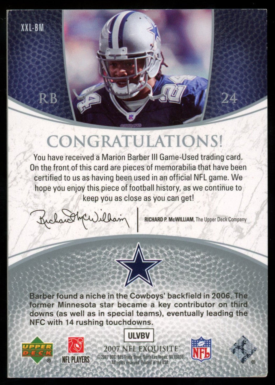 2007 Upper Deck Exquisite Marion Barber Maximum Jersey Quad /75 #XXL-BM