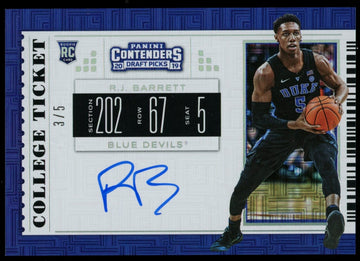 2019-20 Contenders Draft RJ Barrett College Ticket RC Auto Building Blocks /5