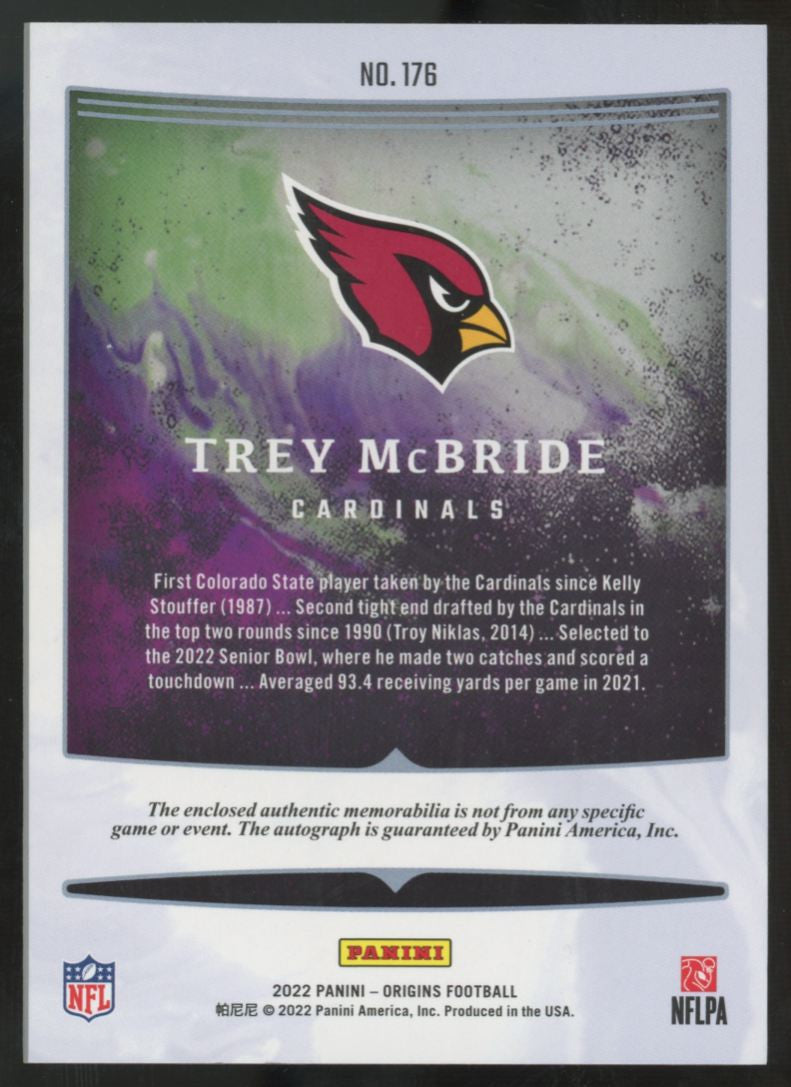 2022 Panini Origins Trey McBride RC Patch Auto RPA #176