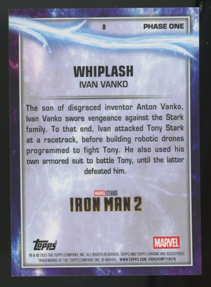 2025 Topps Chrome Marvel Sapphire Ivan Vanko / Whiplash Phase One Purple /15 #8