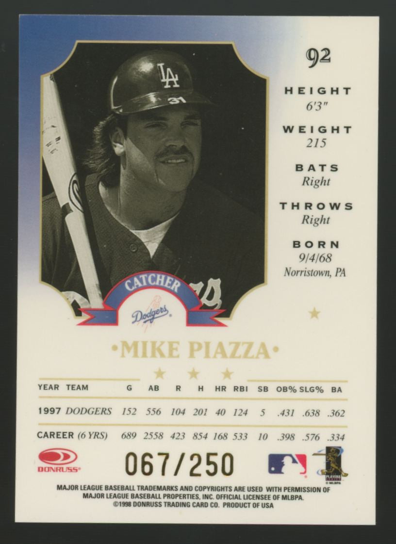1998 Leaf Mike Piazza Fractal Materials /250 #92
