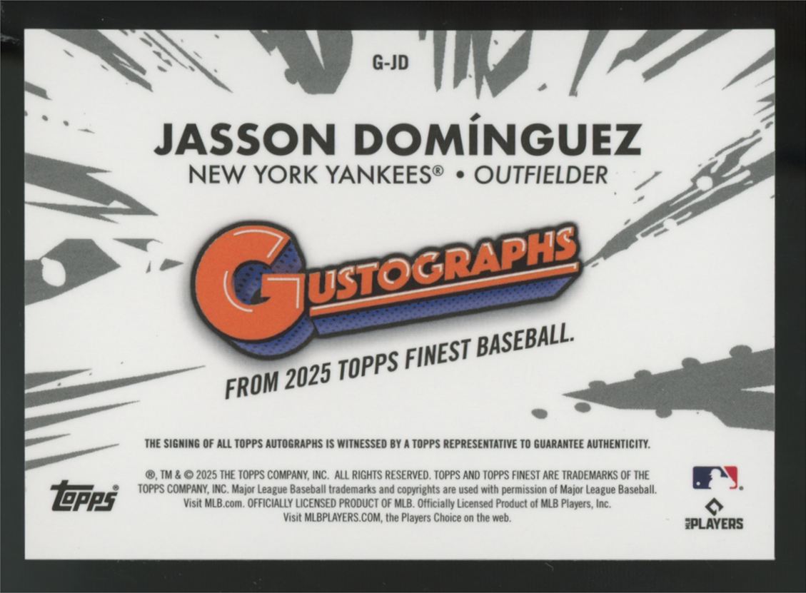 2025 Topps Finest Jasson Dominguez Black Gustographs Auto /10 #G-JD