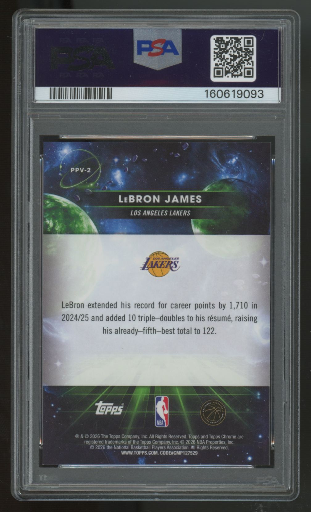 2025-26 Topps Chrome Cosmic LeBron James Planetary Pursuit Venus SSP PSA 9