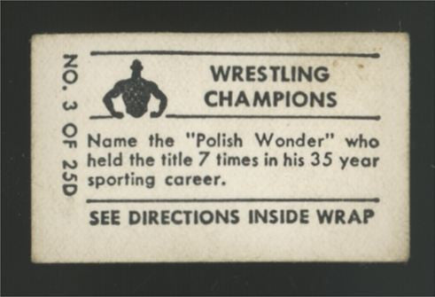 1948 Topps Magic Stanuslous Zbyszko Wrestling Champions #3 VG
