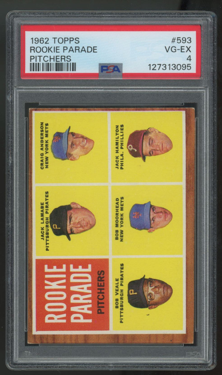 1962 Topps Lamabe/Anderson/Veale/Moorhead/Hamilton RC Rookie Parade #593 PSA 4