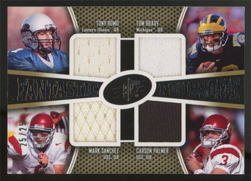 2010 UD SPx Tom Brady/Romo/Palmer/Sanchez Fantastic Foursome Patch /25