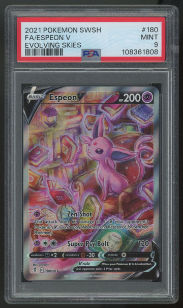 2021 Pokemon Espeon V Evolving Skies Full Art #180 PSA 9 (B)