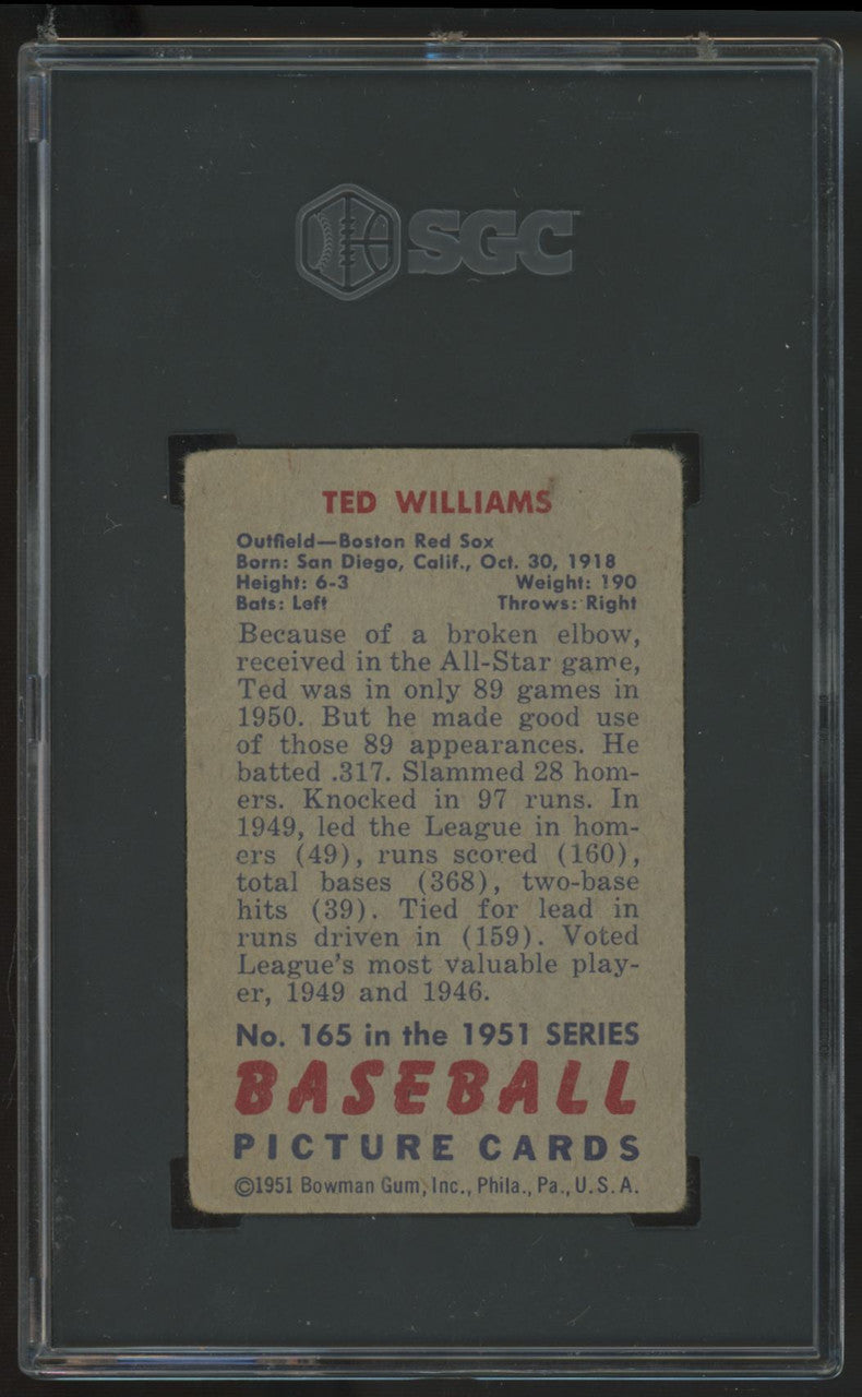 1951 Bowman Ted Williams #165 SGC 1.5
