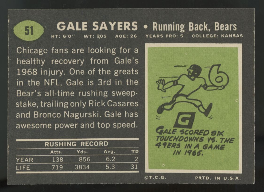 1969 Topps Gale Sayers #51 EX/MT