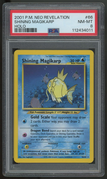 2001 Pokemon Shining Magikarp Neo Revelation Holo #66 PSA 8