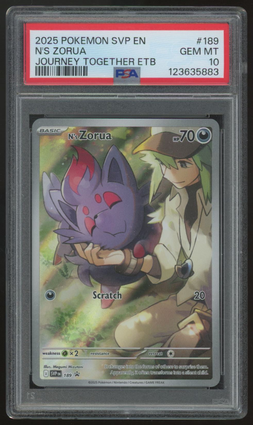 2025 Pokemon N's Zorua Journey Together ETB Promo #189 PSA 10