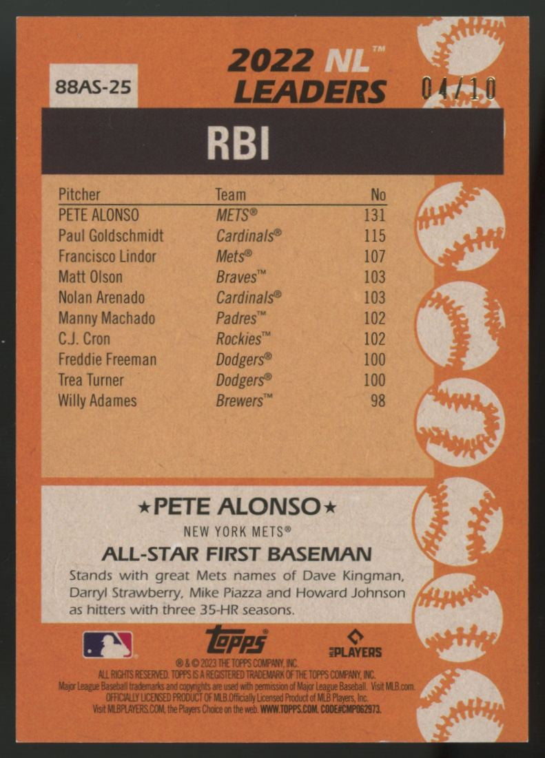 2023 Topps Pete Alonso 35th Anniversary Red All Star /10 #88AS-25