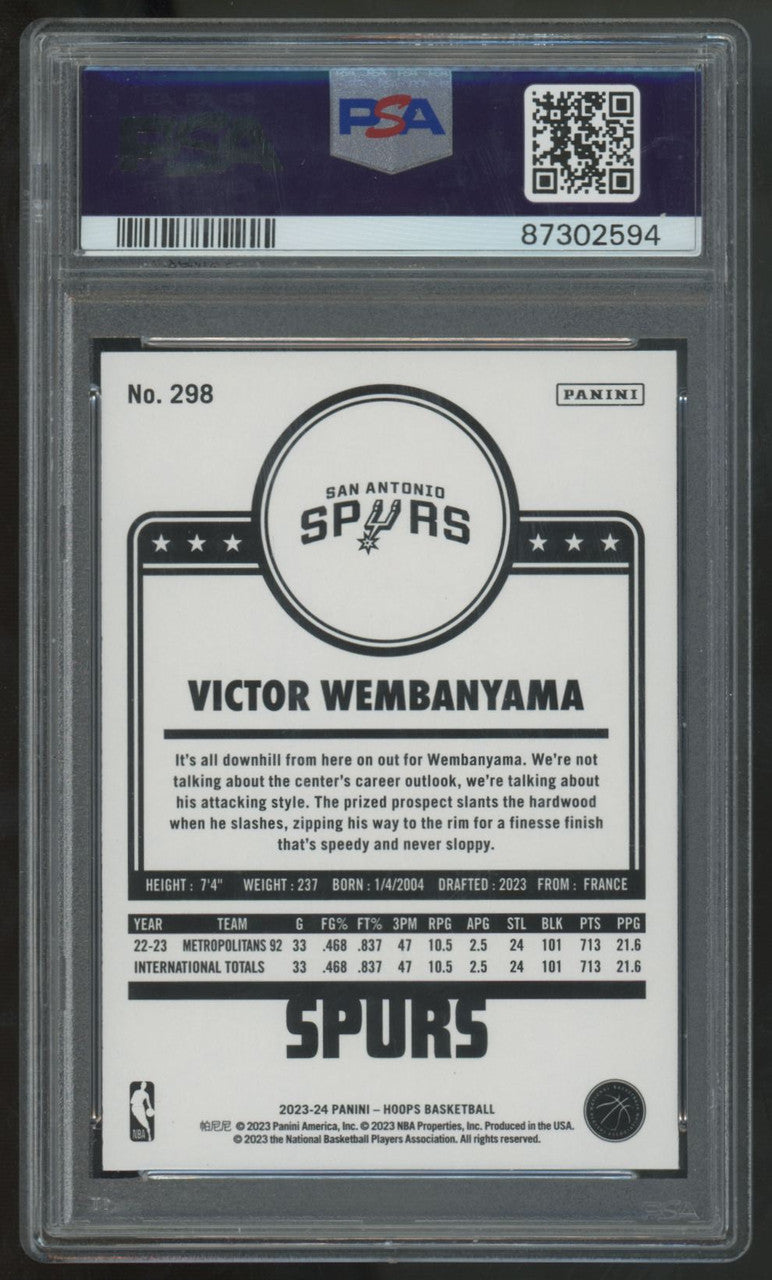 2023-24 Panini Hoops Victor Wembanyama RC Blue #298 PSA 10