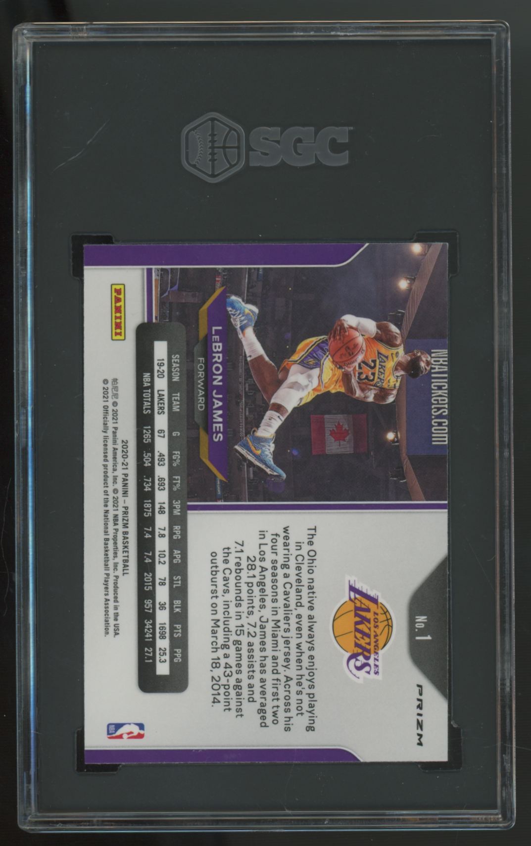 2020-21 Panini Prizm LeBron James Red, White & Blue #1 SGC 9