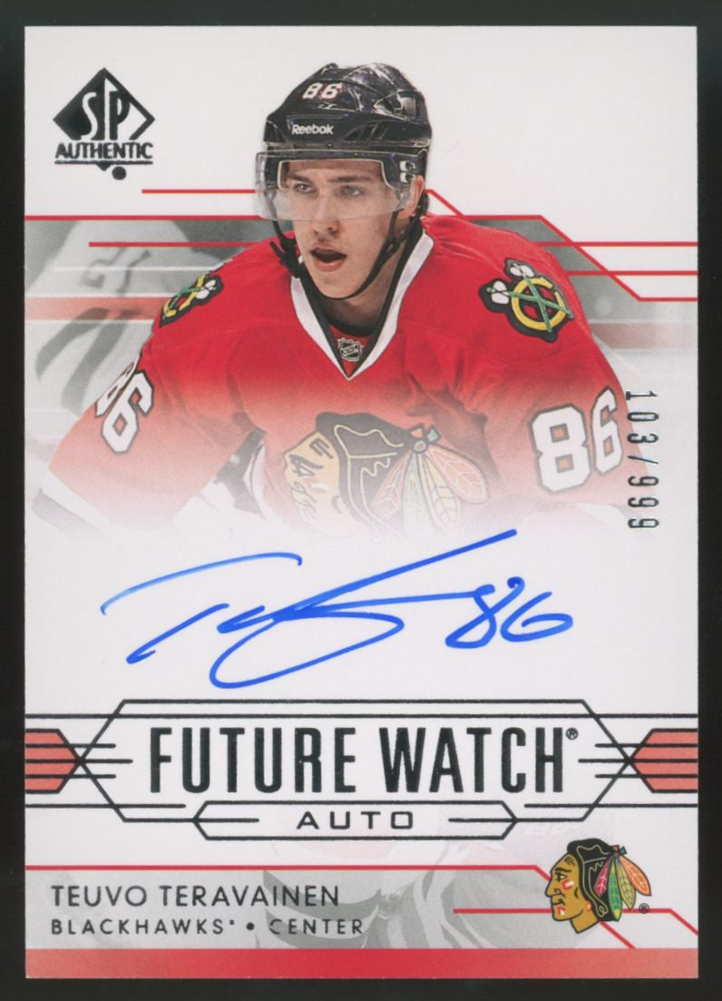 2014-15 UD SP Authentic Teuvo Teravainen RC Future Watch Auto /999 #284