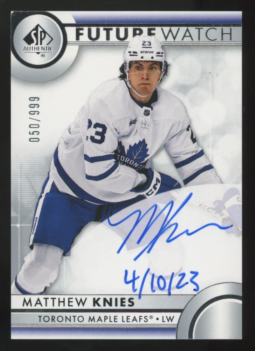 2023-24 UD SP Authentic Matthew Knies RC Future Watch Inscribed Auto /999 *Read*