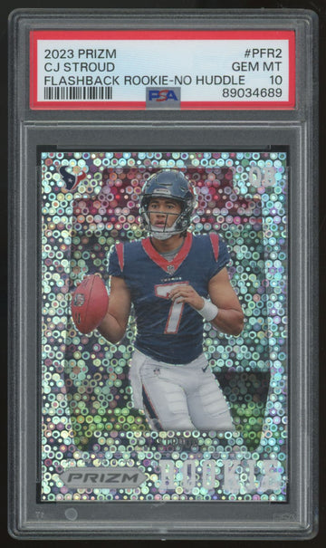 2023 Panini Prizm CJ Stroud RC Flashback Rookie No Huddle #PFR-2 PSA 10