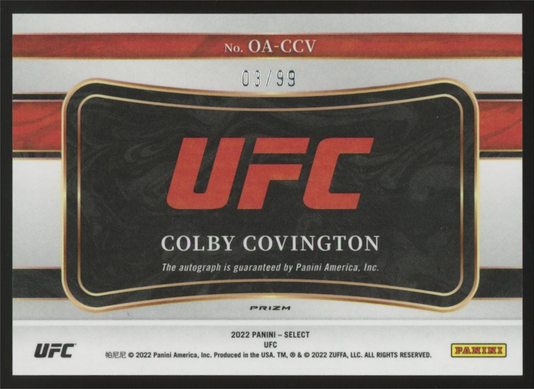 2022 Panini Select UFC Colby Covington Red Prizm Octagon Action Auto /99 #OA-CCV