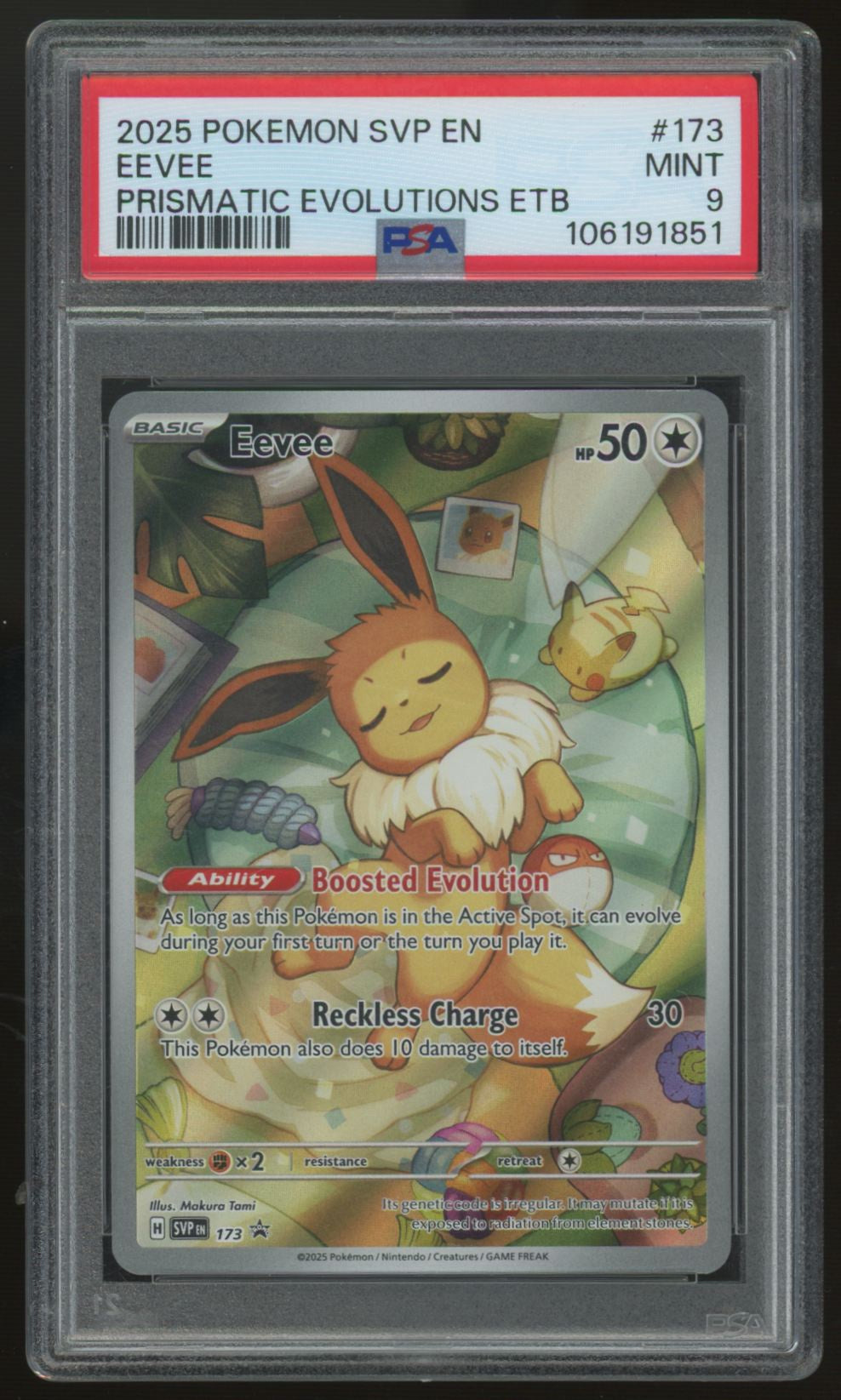 2025 Pokemon Eevee Prismatic Evolutions ETB Promo #173 PSA 9 (D)