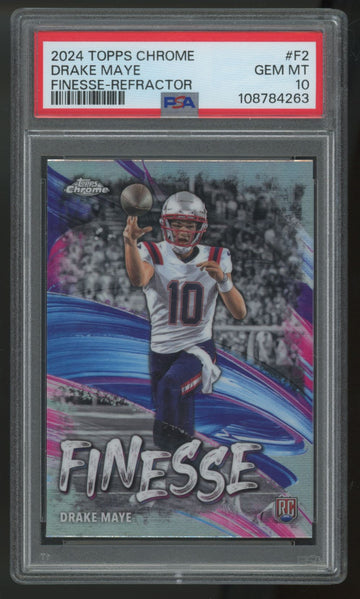 2024 Topps Chrome Drake Maye RC Finesse Refractor #F-2 PSA 10
