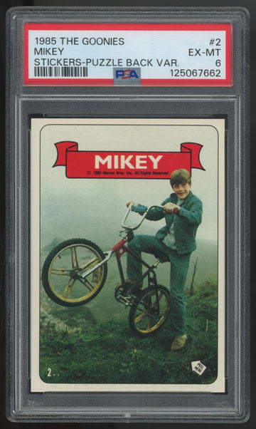 1985 The Goonies Mikey Stickers Puzzle Back #2 PSA 6