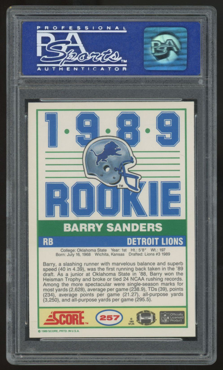1989 Score Barry Sanders RC #257 PSA 9 *192