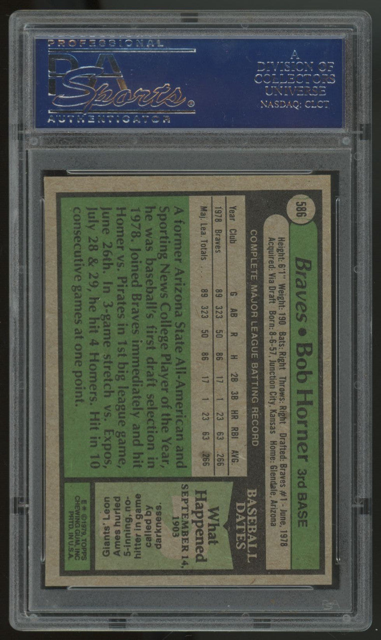 1979 Topps Bob Horner RC #586 PSA 8