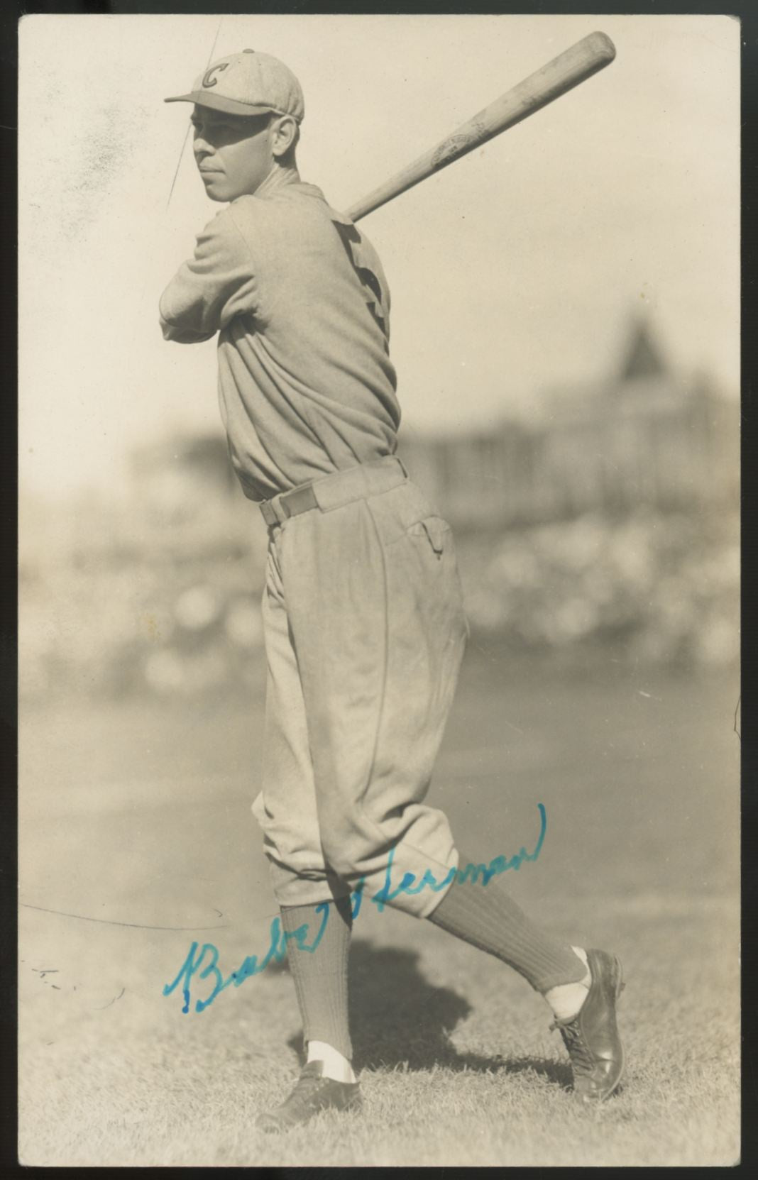 Babe Herman Signed Autographed Post Card JSA Authentic