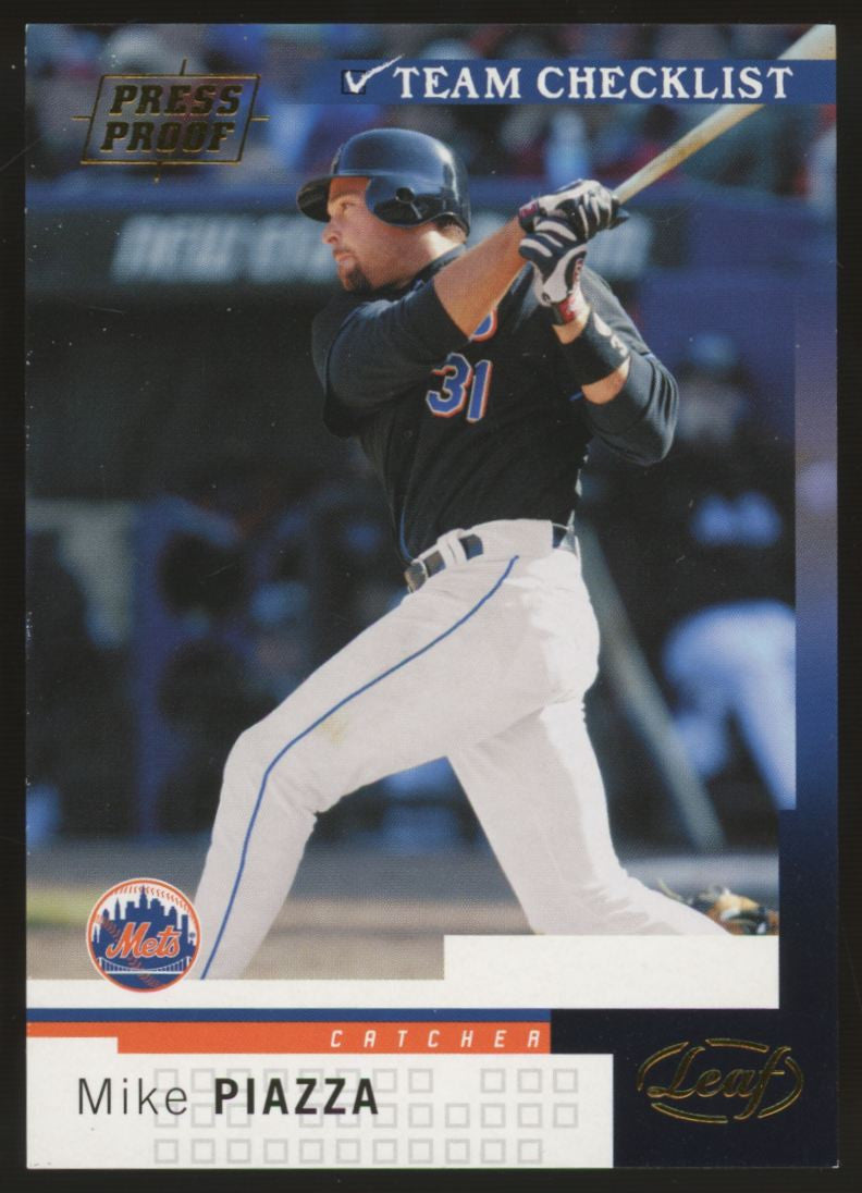 2003 Donruss Leaf Mike Piazza Team Checklist Press-Proof 01/25 #296