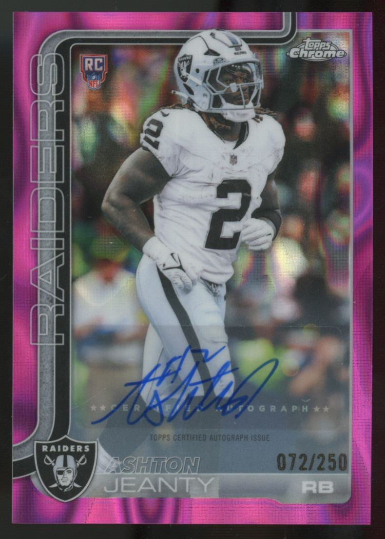 2025 Topps Chrome Ashton Jeanty RC Pink Lava Refractor Auto /250 #RA-AJ