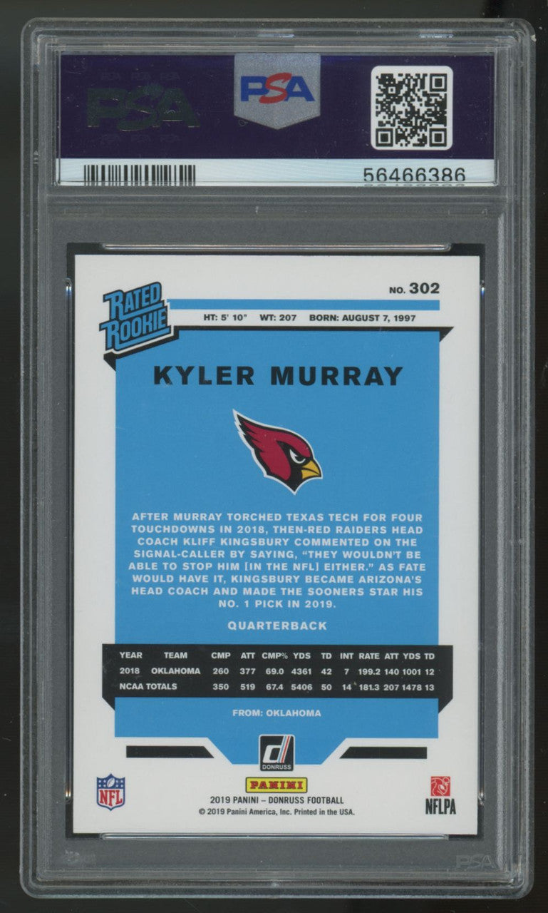 2019 Panini Donruss Kyler Murray Rated Rookie #302 PSA 10 *386
