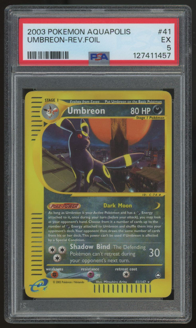 2003 Pokemon Umbreon Aquapolis Reverse Holo #41 PSA 5