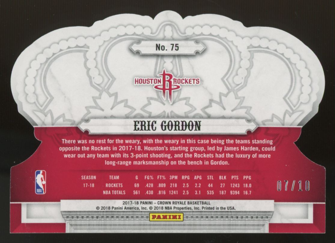2017-18 Crown Royale Eric Gordon Crystal Gold /10 #75