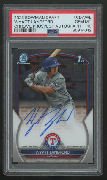 2023 Bowman Chrome Draft Wyatt Langford 1st Prospect Auto #CDA-WL PSA 10