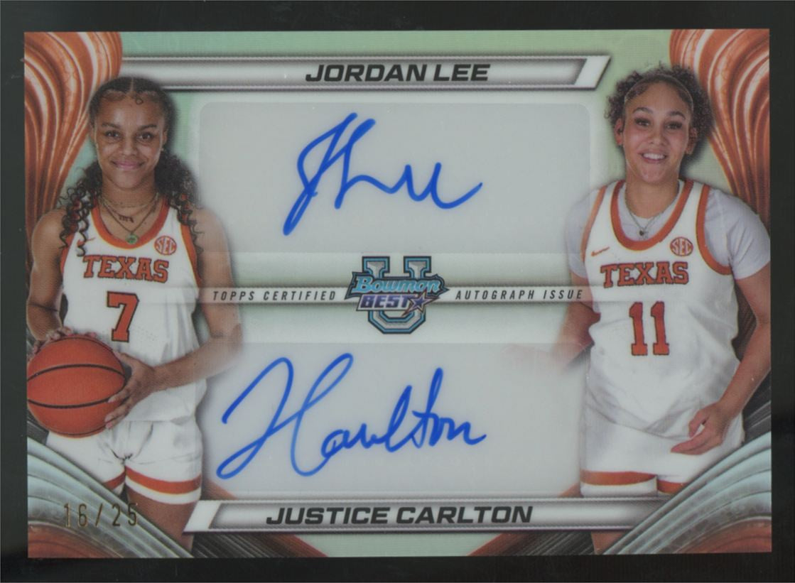 2024-25 Bowman's Best U Jordan Lee/Justice Carlton White Dual Auto Refractor /25