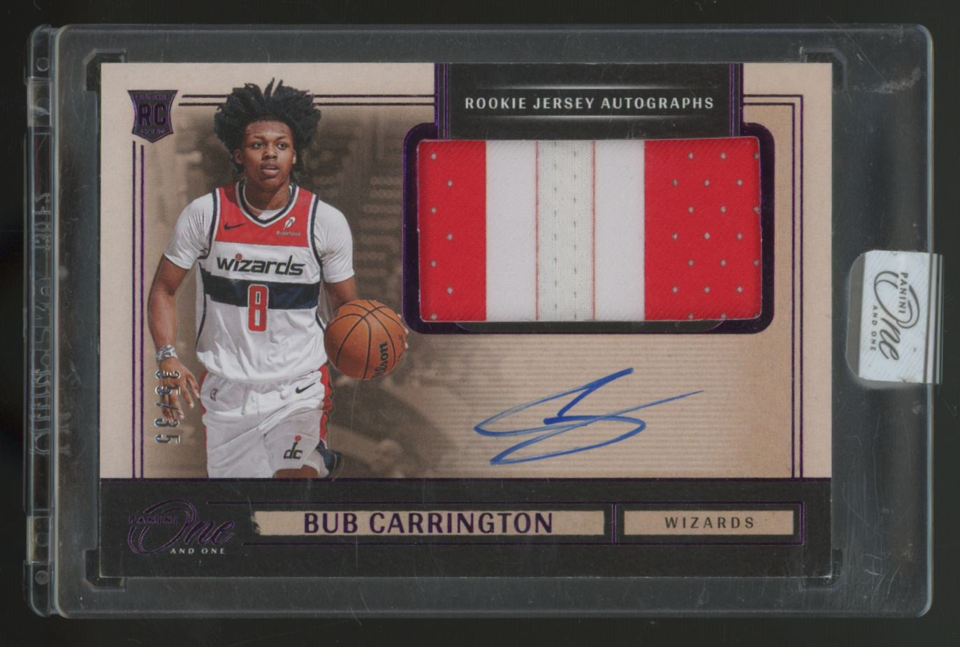 2024-25 Panini One And One Bub Carrington RC Jersey Purple Patch Auto RPA /35