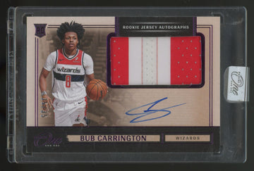 2024-25 Panini One And One Bub Carrington RC Jersey Purple Patch Auto RPA /35