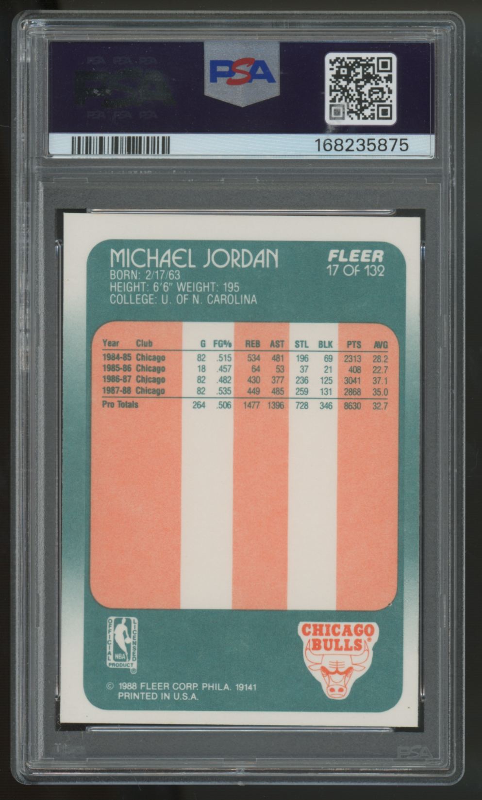 1988-89 Fleer Michael Jordan #17 PSA 9