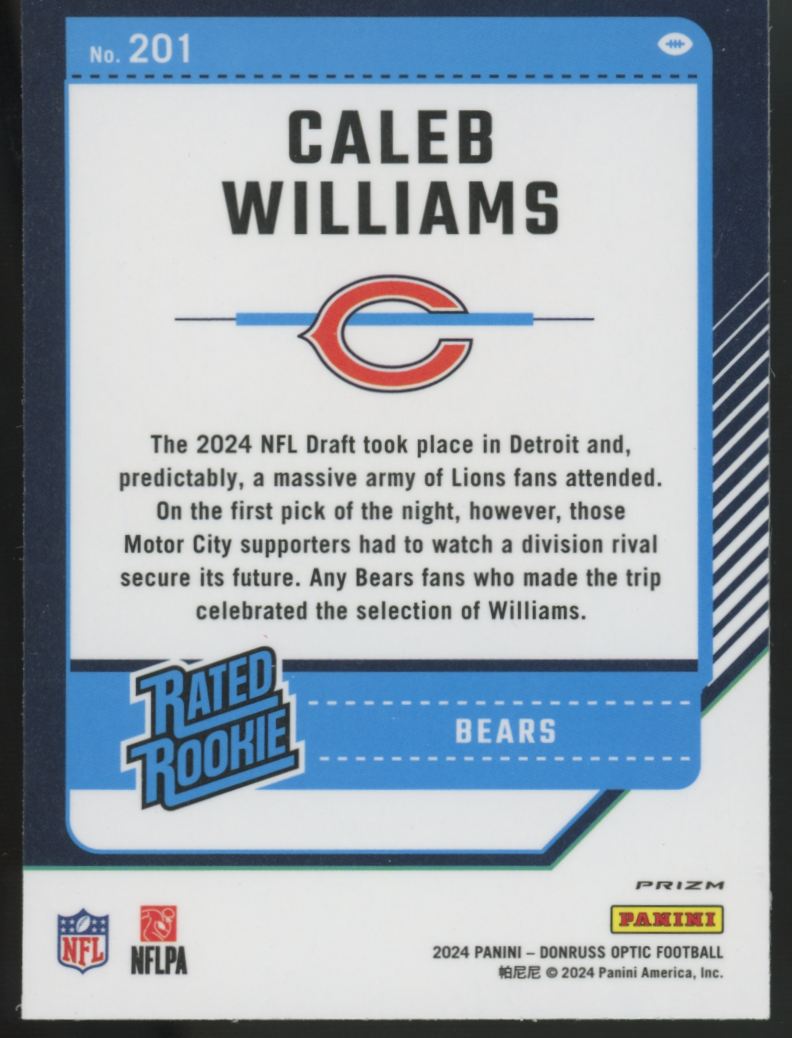 2024 Donruss Optic Caleb Williams RC Rated Rookie Silver #201