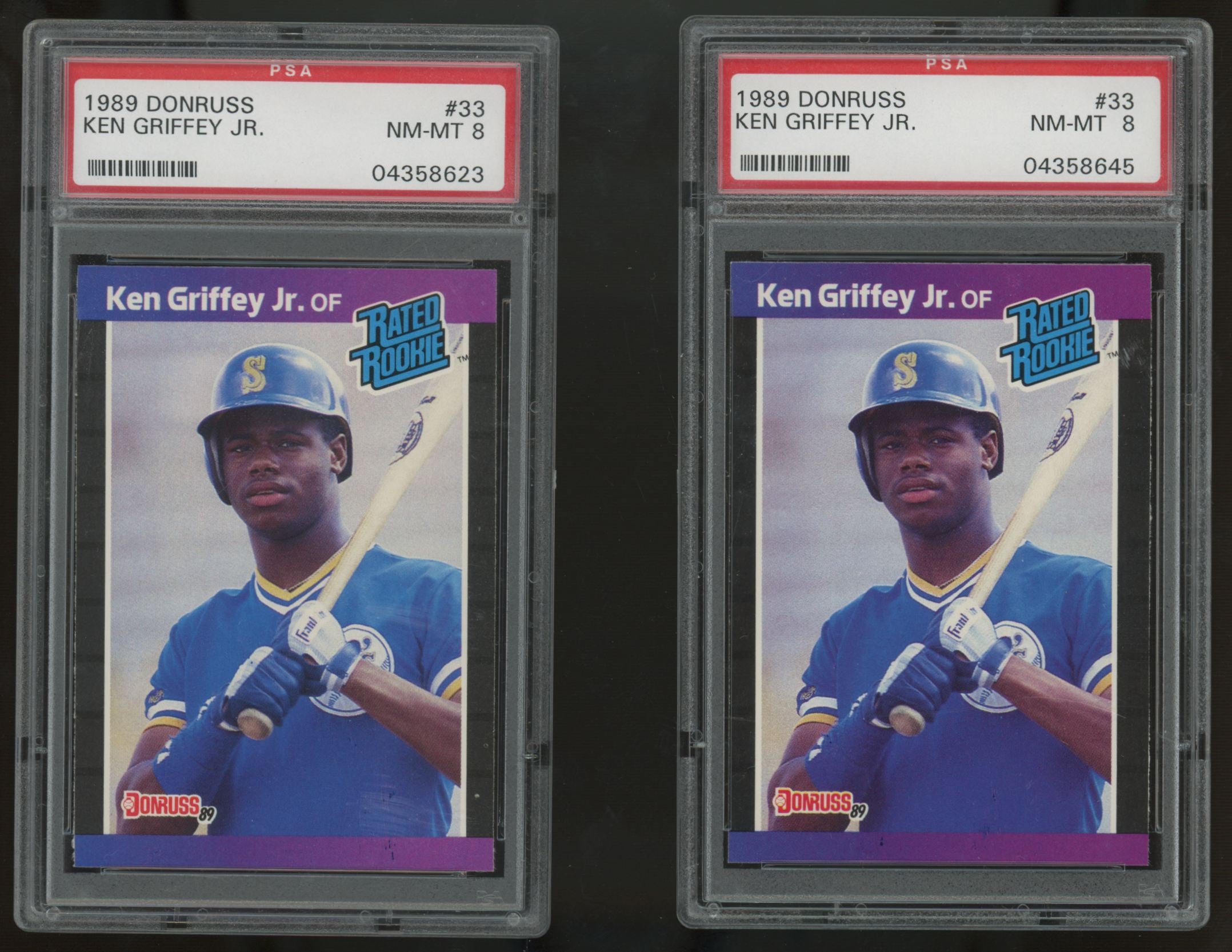 1989 Donruss Ken Griffey Jr. RC Rated Rookie #33 PSA 8 Lot of 10 "A"