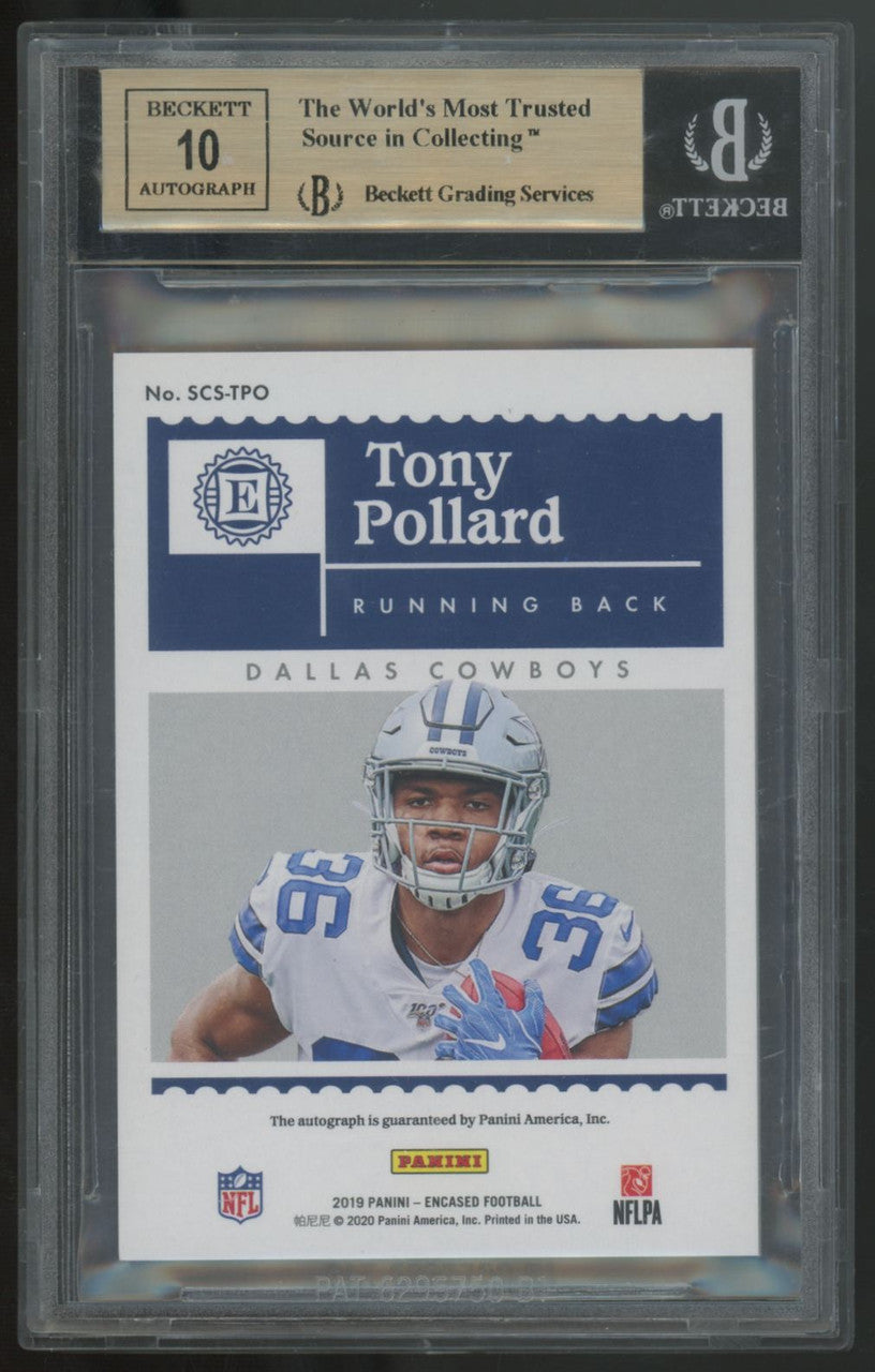 2019 Panini Encased Tony Pollard RC Gold Scripted Auto /25 #SCS-TPO BGS 9.5 10