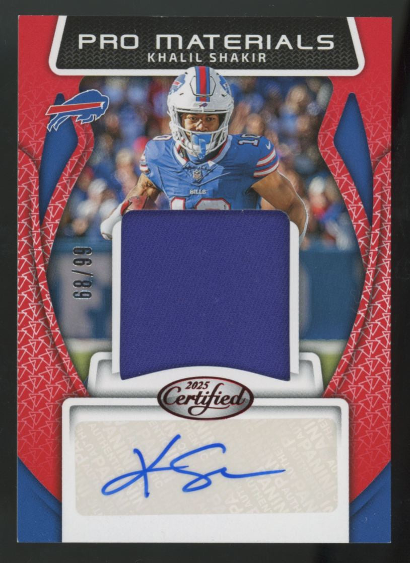 2025 Panini Certified Khalil Shakir Red Pro Materials Patch Auto /99 #PMS-KSR