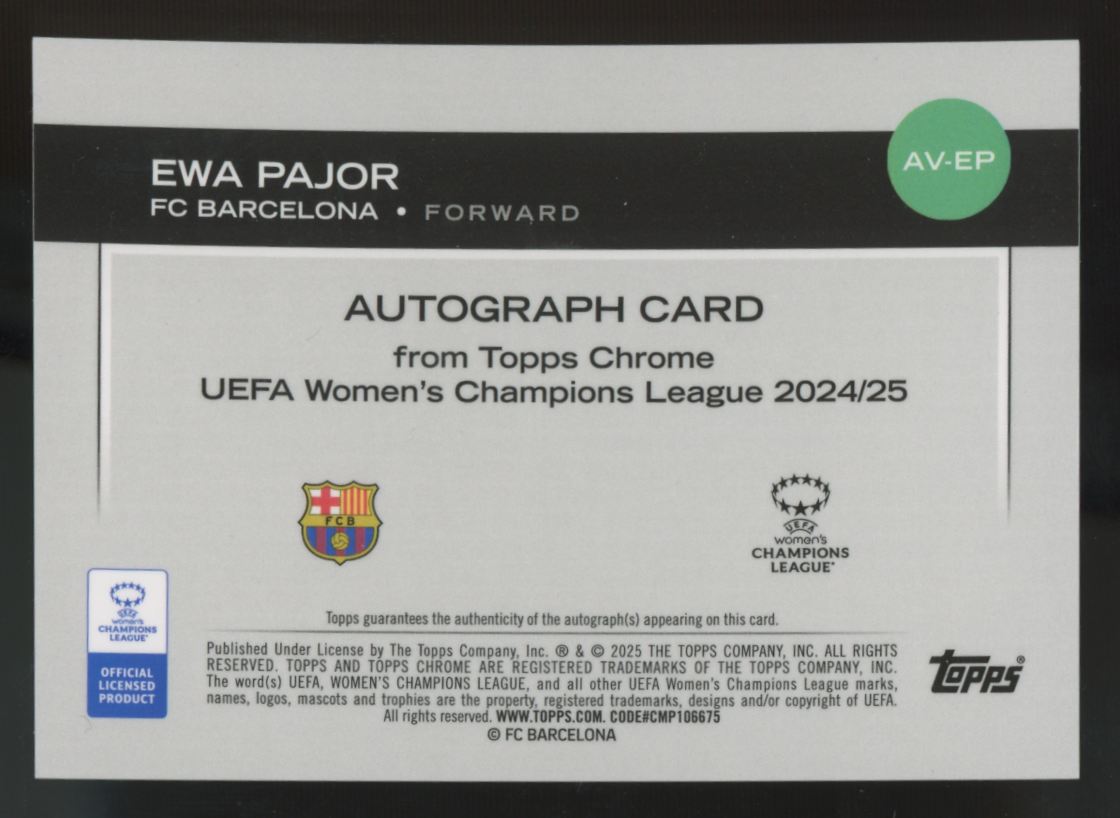 2024-25 Topps Chrome UEFA Women's Ewa Pajor Purple Auto /75 #AV-EP