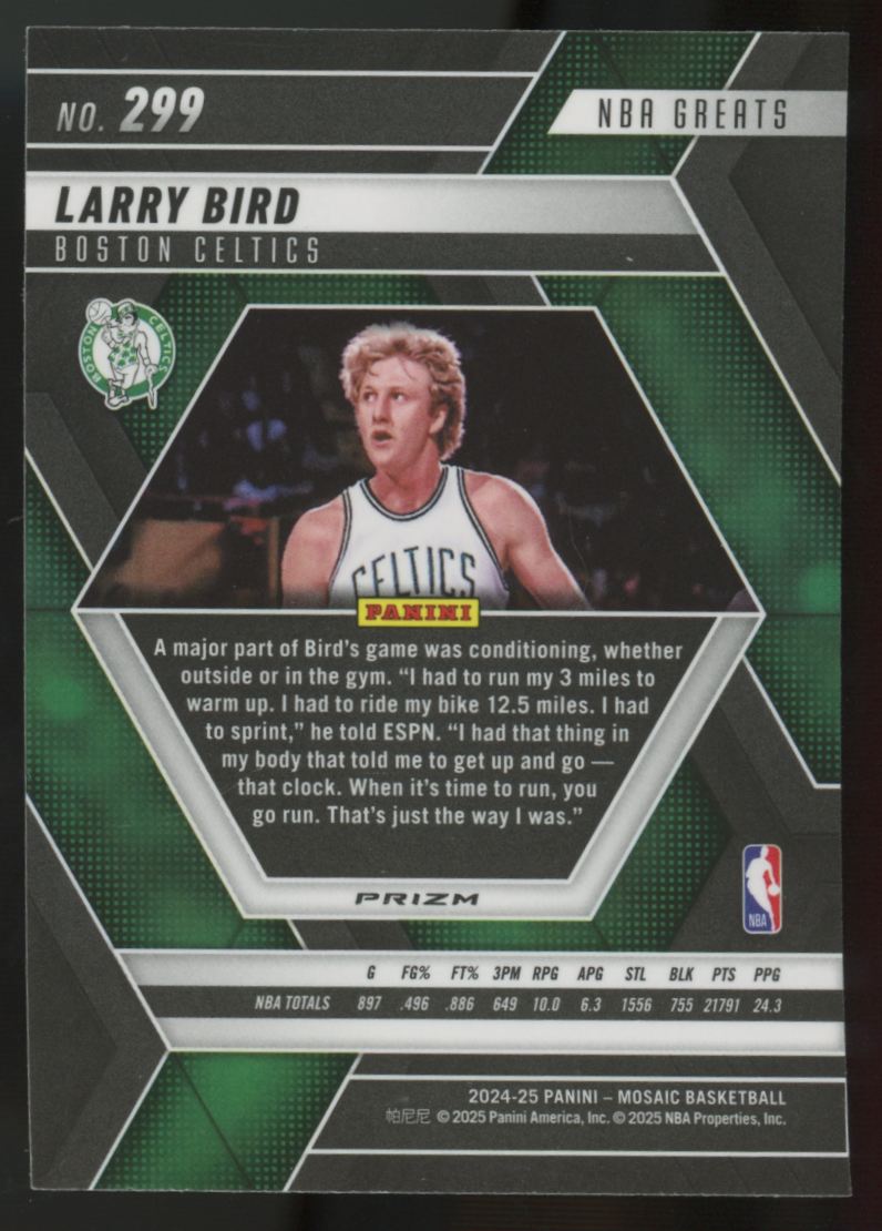 2024-25 Panini Mosaic Larry Bird NBA Greats Genesis Prizm SSP #299