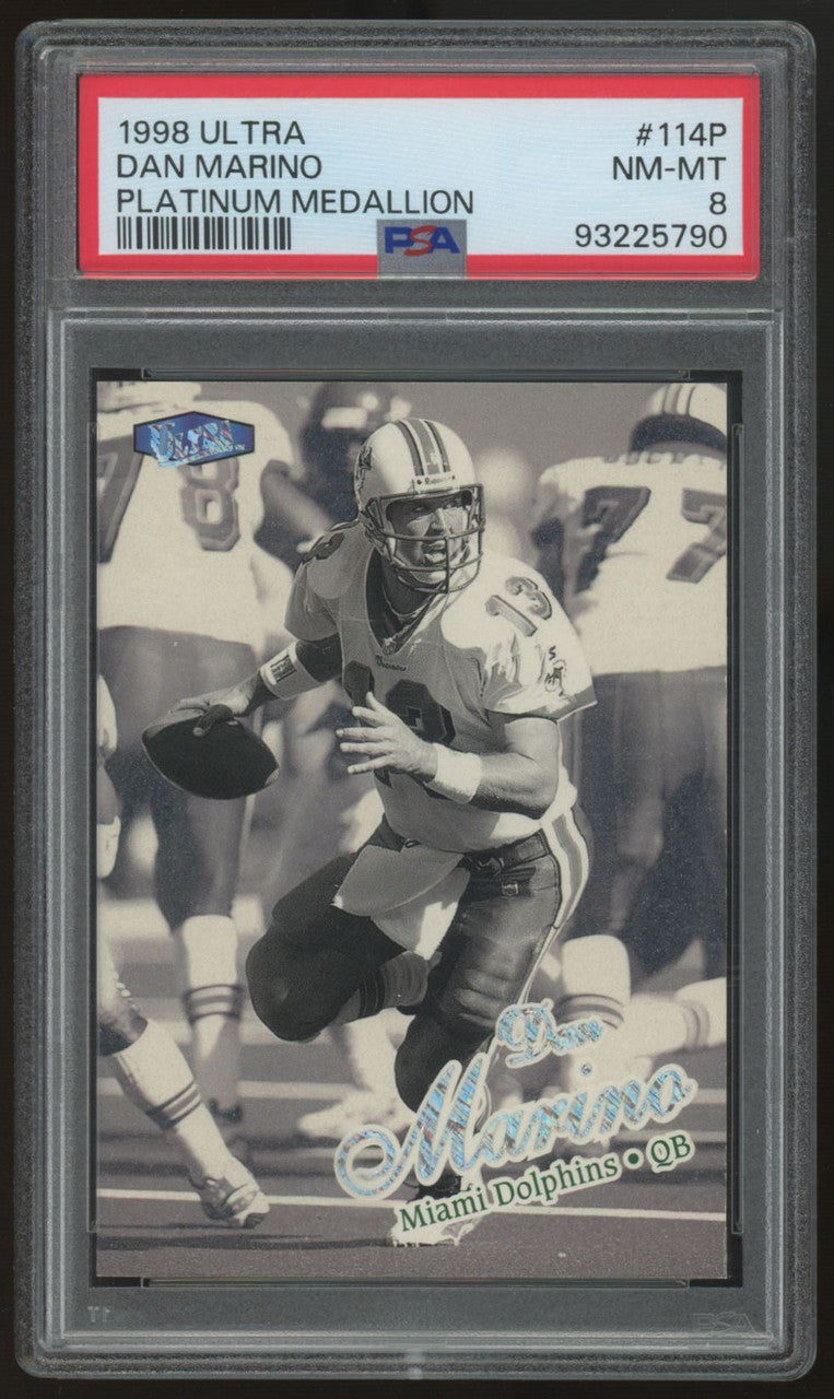 1998 Fleer Ultra Dan Marino Platinum Medallion /98 #114P PSA 8