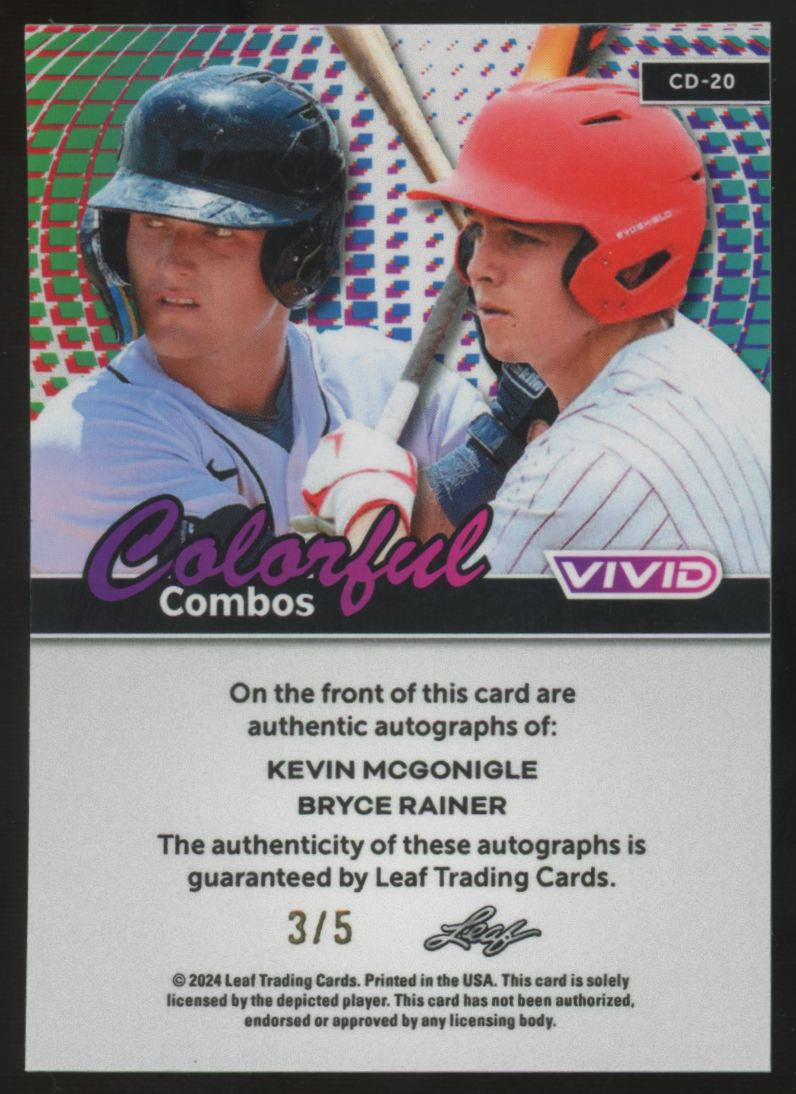 2024 Leaf Vivid Kevin McGonigle/Bryce Rainer Colorful Combos Dual Auto /5 #CD-20